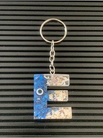 Resim GultekinShop Epoksi Nazar Boncuklu E Harfi Hediyelik Harf Anahtarlık 