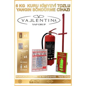 Resim Vallentina 6kg Tozlu Yangın Söndürme Cihazı Ruhsata Uygun Tse-Hyb/ce Belgeli(Talimat-Sehpa-Levha-Askı Aparatlı) 