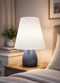 Resim Abajur Trikon - (Özel Tasarım) Modern ve Şık Masa Lambası - Yatak Odası & Salon Dekoratif Aydınlatma (E:19cm x D:19cm x Y:29cm) 