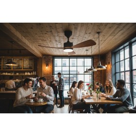 Resim SeckinStore Ahşap Renk Uzaktan Kumandalı 3 Kanatlı Modern Tavan Vantilatörü ve Led Avize Fan - Sessiz 