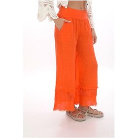 Resim Eren Style İtalyan Fisto Detaylı Keten Pantolon-9186 Oranj 
