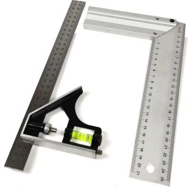 Resim Kombine Metrik Gönye Alüminyum Su Terazili 2'li Set 300MM 45-90 Derece CE028 