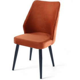 Resim Puffy Sandalye - Babyface Turuncu Kumaş - Metal Siyah Ayak 