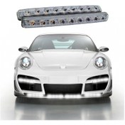 Resim Mega Oto Market 12v 9 Ledli 36w Beyaz Gündüz Ledi - Sarı Sinyalli Ip4 Metal Kasa 