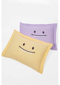 Resim 2li Yastık Kılıfı Oxf. Lububu Sarı Lila Siyah 