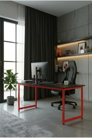 Resim KODIGU 160x60 Kırmızı Demir Ayaklı OYUNCU MASASI | Oyuncu masası | Çalışma Masası 