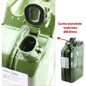 Resim Metal Benzin Bidonu 20 Litre Akaryakıt Mazot Taşıma Doldurma Depolama Bidonu + Aktarma Borusu 