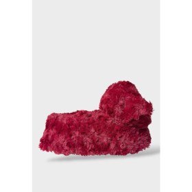 Resim Kadın Sevimli Kedi Figürlü Peluş Panduf Bordo 