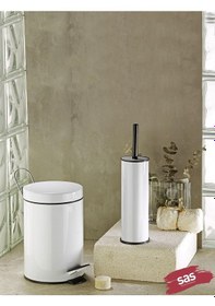 Resim 2'li Banyo Seti - 3lt Pedallı Çöp Kovası Ve Tuvalet, Wc Fırçası Siyah 