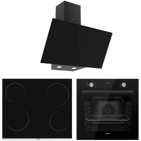 Resim Ferre Flowart Smart Plus Siyah Vitroseramik Elektrikli 3'lü Ankastre Set ( QMS63CS-MS261-D077 ) 