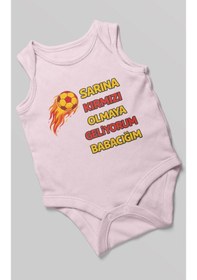 Resim Morivokids Babaya Özel Sıfır Kollu Bebek Zıbını %100 Pamuk Bebe Pembe 