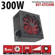 Resim Genel Markalar PowerBoost BST-ATX300R 300w, PPFC 12cm Kırmızı Fanlı ATX PSU (Retail Box) Güç Kaynağı 
