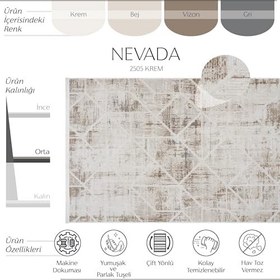 Resim Cool Halı Nevada 2505 Bej Vizon Halı Geometrik Desen Yumuşak Saten Görünümlü Ev Oda Oturma Odası Salon Halısı 