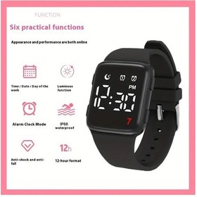 Resim Cloud011 Siyah Led Çok Fonksiyonlu Dijital Spor Saati Kadın Erkek Genç Çift 