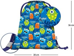 Resim Baagl Anaokulu spor çantası, erkek ve kız çocukları için spor çantası, spor çantası, çocuk spor torbası, ayakkabı torbası, spor çantası, Canavarlar 