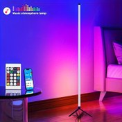 Resim 1 adet Akıllı LED Zemin Lambası RGB Renk Değiştirme Köşe Ayakta Işık Romantik Atmosfer APP ile Uzaktan Kumanda Ayarlanabilir Aydınlatma Müzik Ritmi Karşısında Uygun Dans Odaları, Oyun Odaları, Aile Toplantıları ve Tatil Oturma Odası Dekoru 