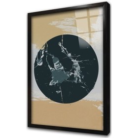 Resim Yeşil Küre Modern Çerçeveli Cam Tablo-173450 