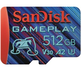 Resim SanDisk GamePlay 512GB SDSQXAV-512G-GN6XN 190/130MB/s 4K UHD microSDXC A2 V30 Gaming Hafıza Kartı 