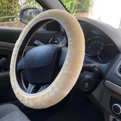 Resim Tüm Mevsimler İçin Peluş Direksiyon Simidi Kılıfı, İç Çemberli Evrensel Uyum, Sentetik Elyaf Malzeme, Rahat ve Dayanıklı Araba Aksesuarı 