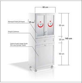 Resim Yıkanabilir İlaç Tıbbi Malzeme İlkyardım Enjeksiyon Ecza Dolabı 
