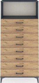 Resim Arges Dolap Tek Raflı 8 Çekmeceli 88x30x182 Antrasit-çam Antrasit 