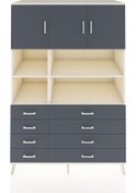 Resim Kronos Dolap 8 Raflı 8 Çekmeceli 3 Kapaklı 132x59x195 Aytaşı-antrasit/antrasit Antrasıt/antrasıt 