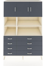 Resim Kronos Dolap 8 Raflı 8 Çekmeceli 3 Kapaklı 132x59x195 Aytaşı-antrasit/antrasit Antrasıt/antrasıt 
