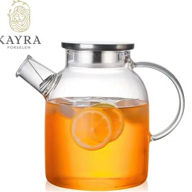 Resim Çelik Kapaklı Borosilikat Cam Demlik 1500ml Cm-2003 Ahşap - Çelik 