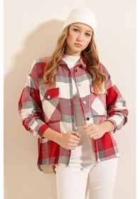 Resim Bigdart 3854 Ekose Desen Çift Cepli Gömlek - Nar 001 
