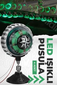 Resim Vendortuning 4 Adet Araba Içi Torpido Üstü Vantuzlu Elektrikli Yeşil Işıklı Pusula Göstergesi 