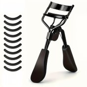 Resim Premium Siyah Kirpik Kıvırıcı 10 Ekstra Yedek Şerit ile - Dayanıklı, Kullanımı Kolay Güzellik Aracı, Rahat Tutma Sapı, Tüm Göz Şekilleri ve Kirpik Uzunlukları için Uygun, Hızlı Kirpik Kıvrılması, Uzun Süreli Güzellik Aracı Seti 