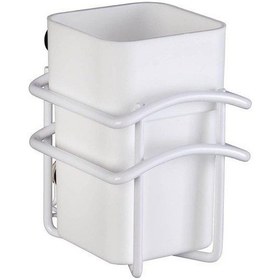 Resim Saban Classic Plus Diş Fırçalık Beyaz Plastik Hazne , Paslanmaz Çelik Gövde 8 X 11 X 10 Cm Beyaz 