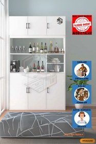 Resim Mobilyanı Tasarla TAMAMI MDF 6 Kapaklı Açık Raflı Çok Amaçlı Mega Mutfak Dolabı/kiler Dolabı 