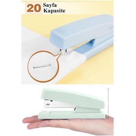Resim Lila Zımba Makinesi No:10 1 Adet Fixpoint P-4499 Pastel Renkler Küçük Zımba Makinası Ve Teli 15 20 Sayfa Ofis Büro 