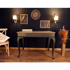 Resim Wooding-Mobilya Wooding 120 Cm Masif Siyah Naturel Yemek Masası 