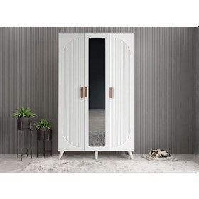 Resim Robe Membran 3 Kapaklı Portmanto Montaj Dahil Beyaz 105 Cm 