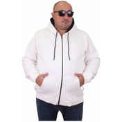 Resim Mocgrande Büyük Beden Unisex Kapüşonlu 3Ip Sweat 11701 Ekru-Ekru 