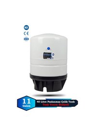 Resim Sumarkt Su Arıtma Cihazı Metal Genleşme Su Tankı 40 Lt Nsf Belgeli Su Arıtma Deposu Tank Vanası Hediyeli 