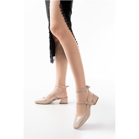 Resim St-003 Ten Rugan Günlük 4 Cm Topuklu Bayan Ayakkabı Bej 