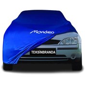Resim ULTRASHOP Ford Mondeo Sedan (2001 - 2007) Mavi Kumaş Araba Brandası Logolu Penye Branda Oto Branda 