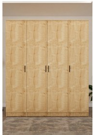 Resim Ases Mobilya Ases Ela863 Geniş Derin Gardırop 4 Kapaklı Bol Raflı 2 Askılıklı Kullanışlı Giysi Dolabı Safir Meşe 