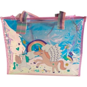 Resim Dream Vest Şeffaf Hologramlı Unicorn Plaj Omuz Çantası 