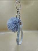 Resim Gümüş Angel Anahtarlık Minik Ponpon Seçenekli Gri Ponpon 