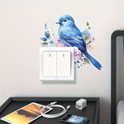 Resim Canlı Mavi Kuş Duvar Stickerı - Kendinden Yapışkanlı, Çıkarılabilir Vinil Etiket, Anahtarlar & Prizler için Mükemmel, Ev Estetiği & Oda Dekoru için 