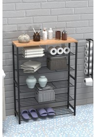Resim Retodesign 6 Katlı Ayakkabılık- Banyo Rafı -çok Amaçlı Raf 1891 Ahşap - Metal 