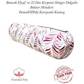 Resim Remege Damla Desen Bolster Minderi Silindir Yoga Minderi Fuşyabeyaz Fb7 Fuşya 