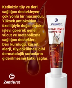 Resim zentiavet Keratınvet 100 gr Kedi Maltı Tüy Dökülmesini Etkili Şekilde Azaltan, Tüy ve Cilt Sağlığı Macun 