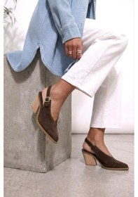 Resim Fox Shoes U654304202 Kahverengi Hakiki Deri Süet Western Topuklu Ayakkabı 