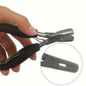 Resim 1 adet Paslanmaz Çelik Düz Uçlu Saç Makası, Çok Fonksiyonlu Geniş Uçlu Saç Uzatma Aracı, Dayanıklı Metal ile Rahat Siyah Plastik Sap, Elektrik Gerektirmez 