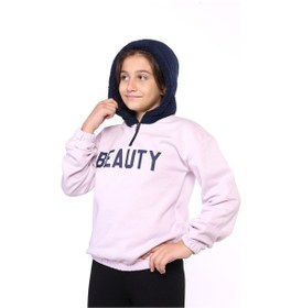Resim Toontoy Kız Çocuk Kapüşonlu Baskılı Sweatshirt Açık Lila 